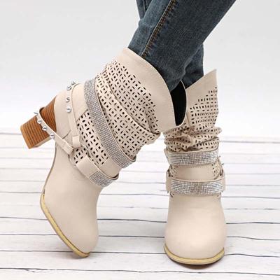 Zapatos de Moda para Mujer Otoño Invierno Hebilla Botines Tacones Altos Zapatos de Mujer Tallas Grandes