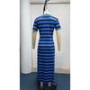 Women's Dress Short-sleeved V-neck Loose Striped Print Slit Long Dress
