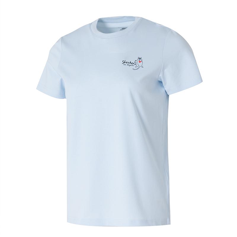 Skechers Comfortable Breathable Casual Short Sleeve T-Shirt Women tops Light-Blue P225W302-03P2 XS