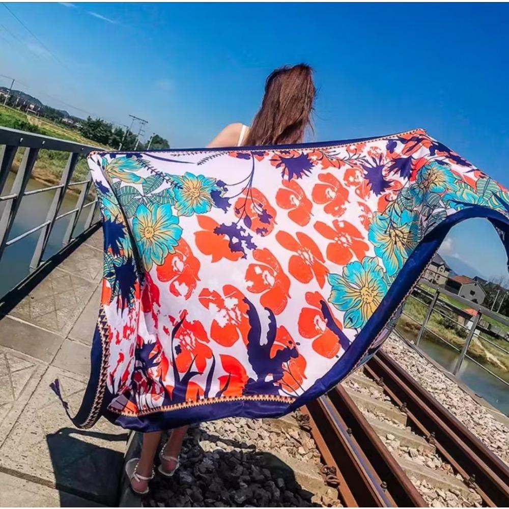 Chaka Salt Lake Great Northwest Tourism Ethnic Style Scarf Silk Scarf Women'S Summer Seaside Beach Shawl Sunscreen Thin