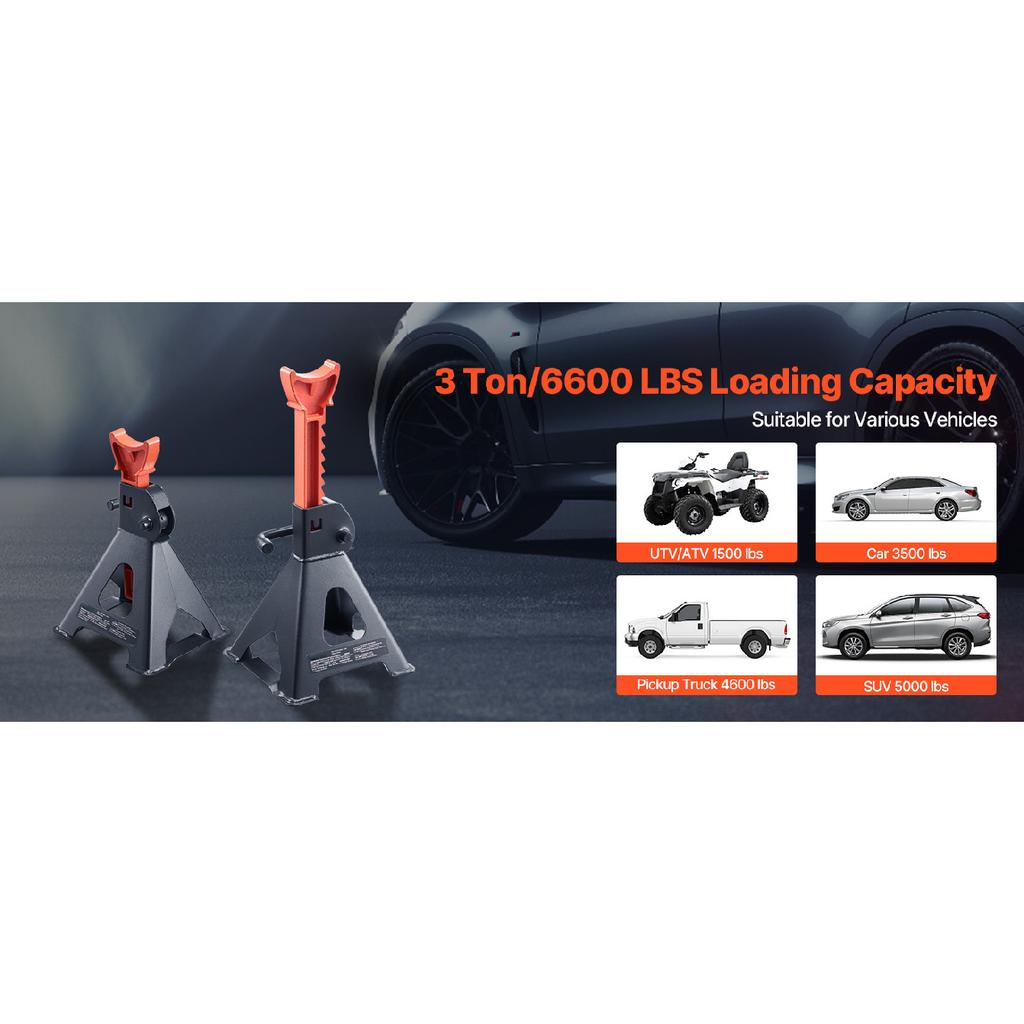SucceBuy Jack Stands 3 Ton/6 Ton Capacity Heavy Duty Steel Jack Auto Stands with Locking for Lifting SUV Pickup Car and UTV/ATV