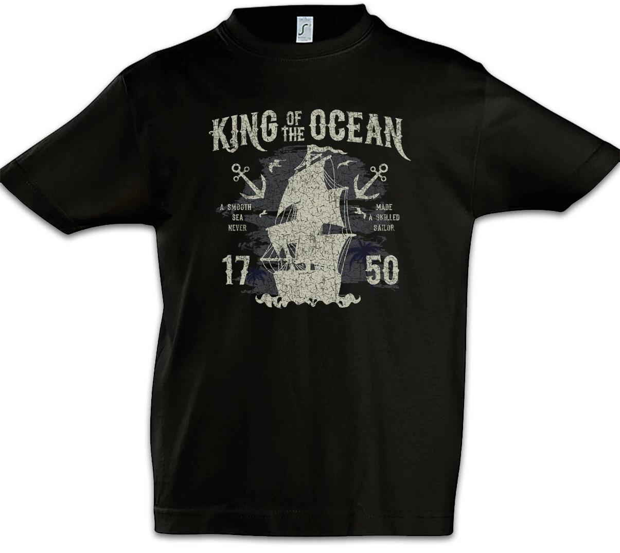King Of The Ocean Kids Boys kids boys T-Shirt Sailing Sailing Ship Captain Sailor 140