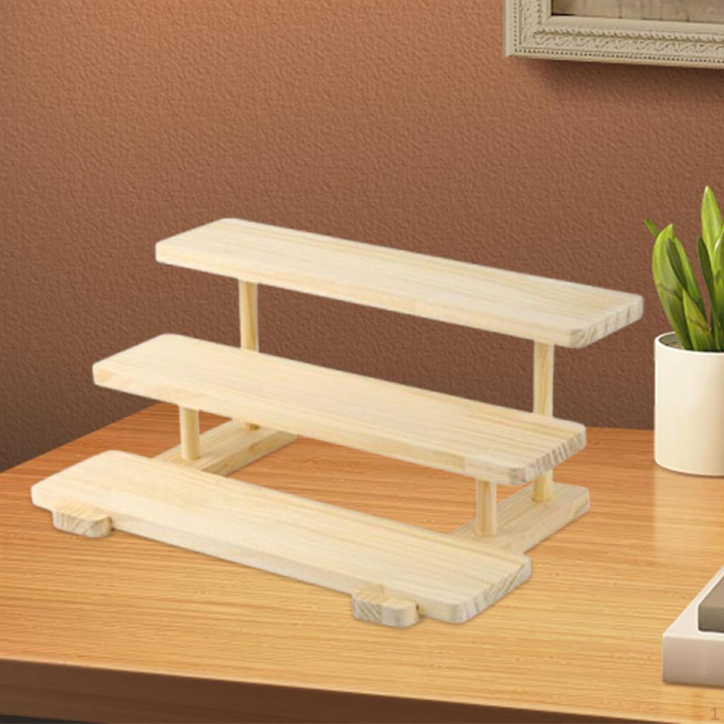Display Rack Wooden Riser Stand Decoration Practical Desk Figurines Table