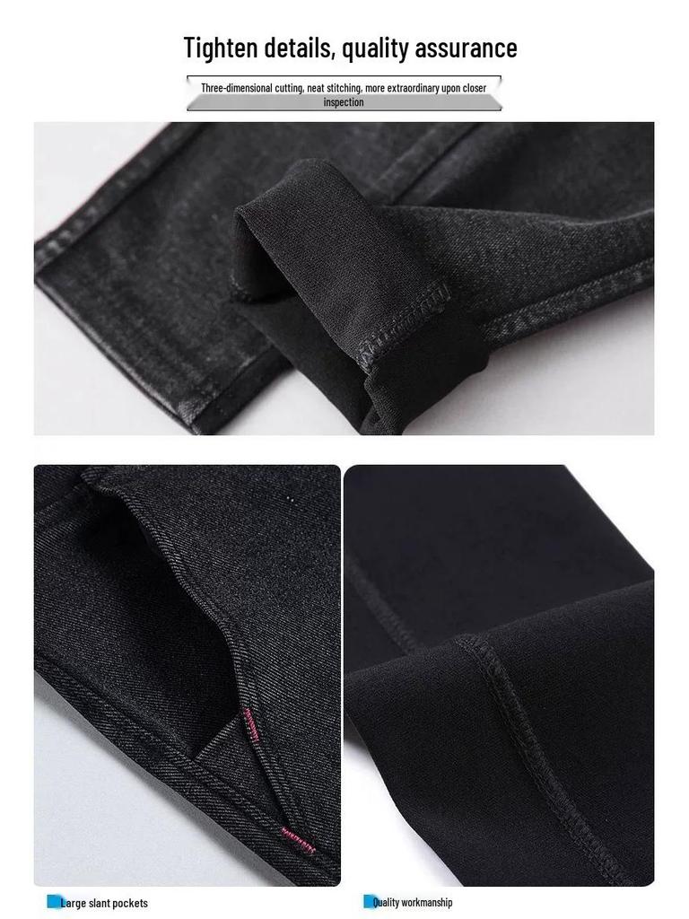 Plus Size Warm Velvet Leggings for Women - Slimming, Stretchy Denim Skinny Pants for Autumn/Winter Outerwear