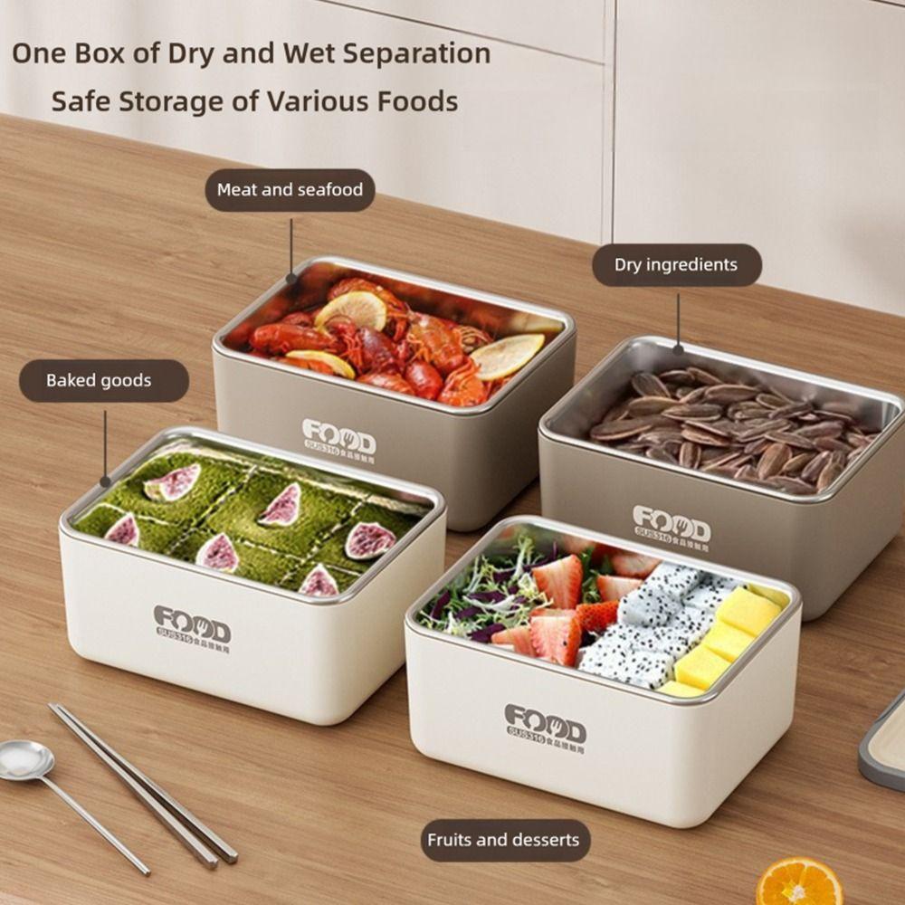 Rectangle Heat Preservation Lunch Box 316 Stainless Steel Microwavable Bento Box  Go To School