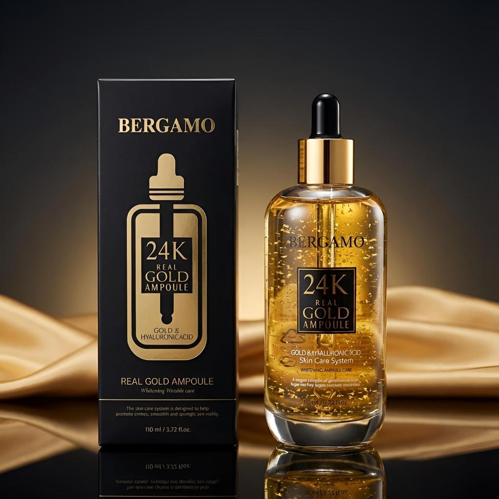 Bergamo 24K Real Gold Ampoule 110ml + 24K Luxury Gold Eye Serum 30ml Set