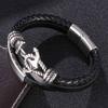 Bracciale in pelle multistrato nero con ancoraggio in acciaio inossidabile per uomo con chiusura magnetica con bottone vintage a treccia maschile gioielli BB1087