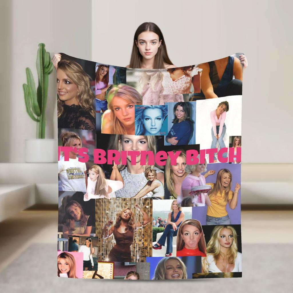 Britney Spears Flanelldecken Superweiche Wohndecke für Draußen Reisen Büro Lustige Bettdecke Sofa Bettbezug