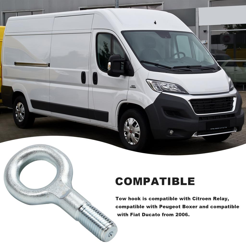 Gancio di traino auto 1348135080 674417 Compatibile con Relay Boxer Ducato Auto Heavy Duty Corto Occhiello di traino Attacco Paraurti Anello ad occhiello per rimorchio