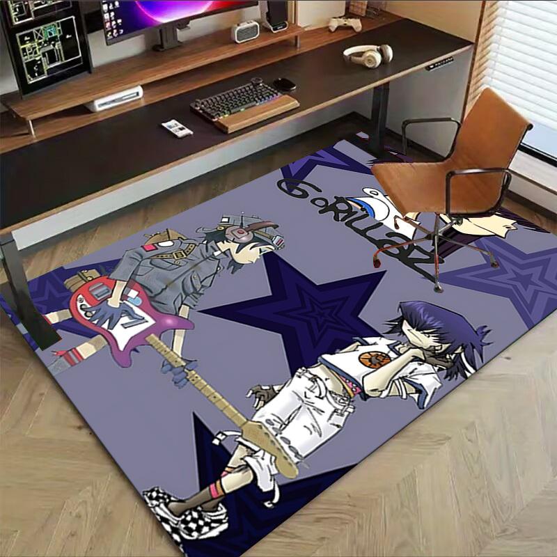 1ks 2D umělecký koberec Gorillaz, kancelářský koberec, venkovní rohožka, domácí dekorace, kusový koberec, festival