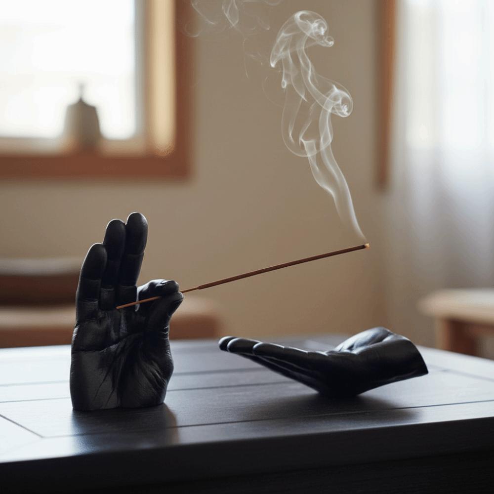 Dekorativer Palmenform Räucherstäbchenhalter Harz Räucherstäbchenhalter Kreative Hand Statuen Teeraum