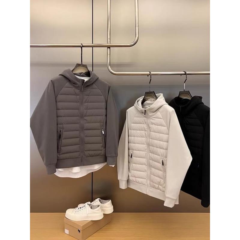 Męska casualowa zimowa bawełniana kurtka z kapturem - Luźna, modna, jednokolorowa, łączony design