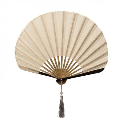 Japanischer Falt-Handfächer Einfarbige Baumwoll-Leinen-Stoff Neuer Chinesischer Stil Fächer Tragbarer Bambusrahmen Retro Mini Muschelfächer