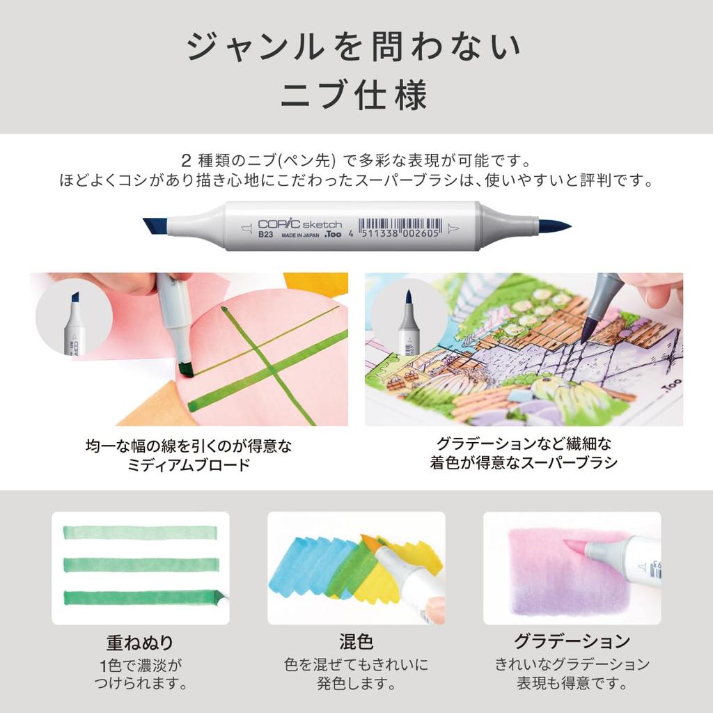 [Perfect for Portraits] Copic Too Sketch Portrait Set - Multicolor Illustration Markers with Refillable Ink, Made In Japan