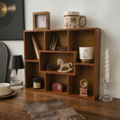 , Elegantes Holz-Wandregal mit 7 Fächern zur Aufbewahrung im Büro und zu Hause.