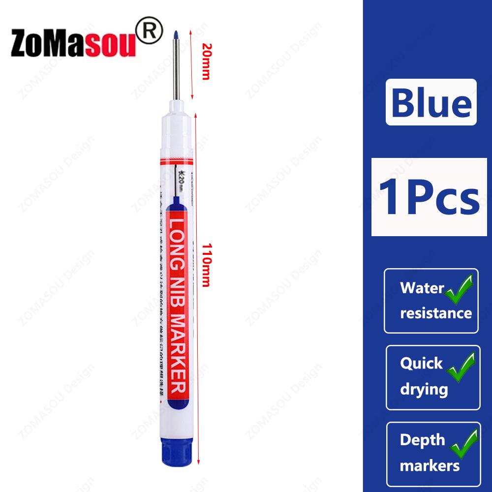 NEW Long Head Nib Deep Hole Markers Pen 20mm/45mm Waterproof White Tile Carpenter Pen for Woodworking Black/Blue/Red Ink