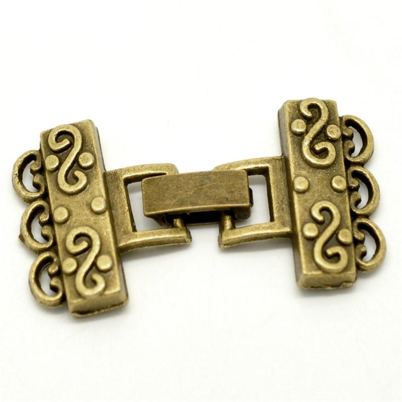 

5 Sets Doreen Box End Caps for Bracelets / Necklace 4.6x2.3cm Antique Bronze Silver Color Findings For DIY Jewelry Making