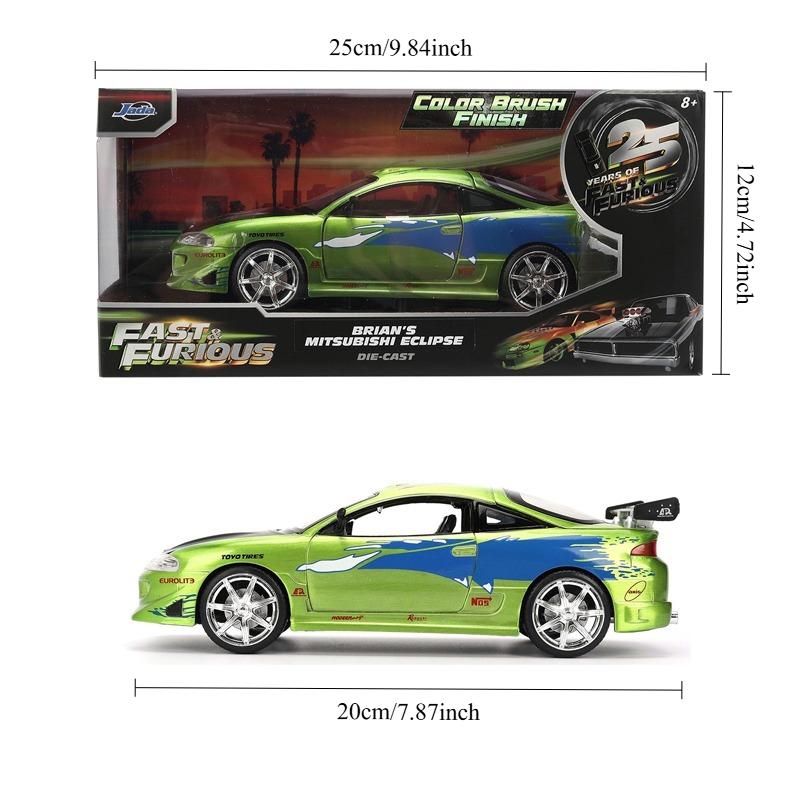 Jada 25th 1:24 Fast & Furious,Dodge Charger Skyline GTR Totota Supra Mitsubishi Eclipse Lancer EVO,Alloy Car Collection Gift Toy