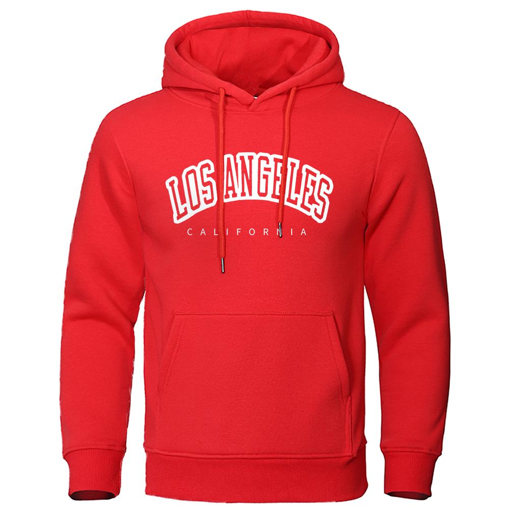 Los Angeles California Usa City Print Men Hoodie Harajuku Print Streetwear Simplicity Loose Sportswears Autumn Fleece Sweatshirt