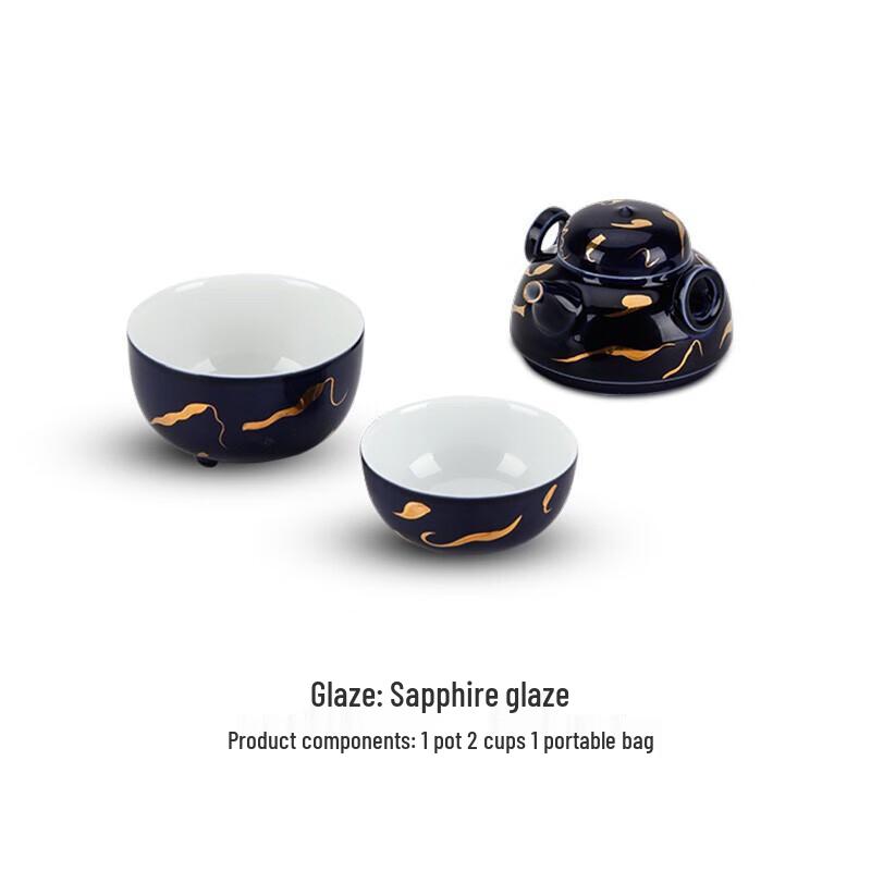 Wanquiantang Sapphire Glaze Travel Tea Set
