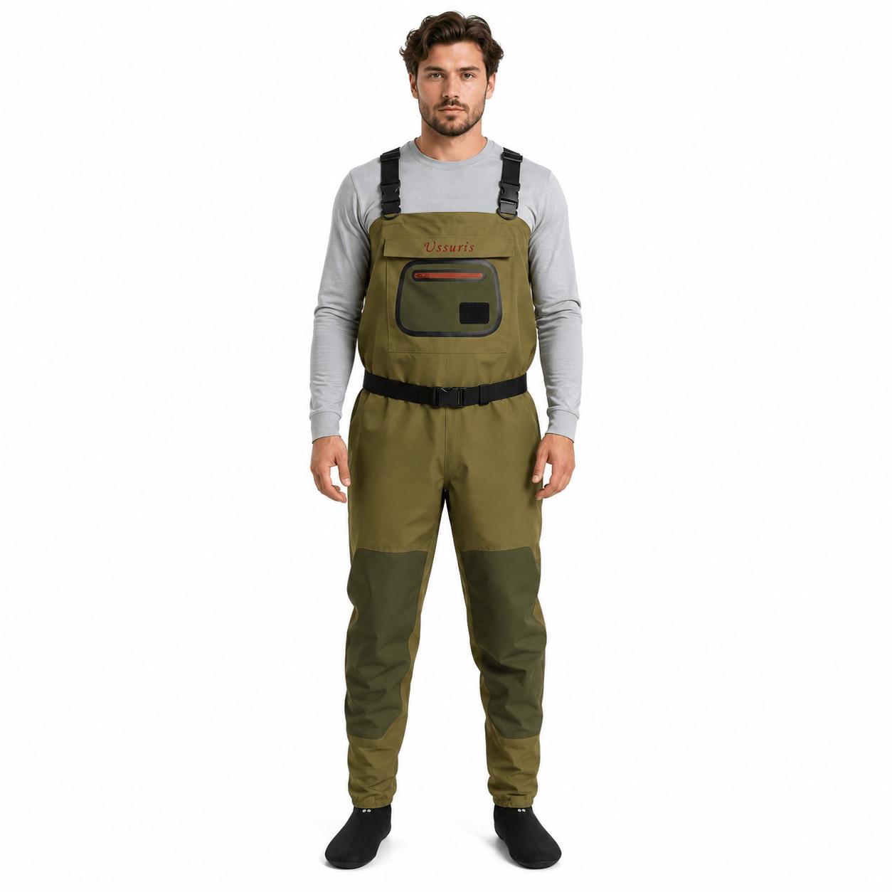 Stockingfoot Chest Waders Ussuris Breathable Olive