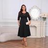 2024 Plus Size Women's Lace Patchwork Seven-Sleeve Dress - Real Shot