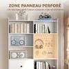 Bookshelf, 6-Tier, 120 x 30 x 200 cm, Storage Unit with 2 Drawers, Perforated Panel, White