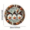 Halloween Metal Wall Art Wreath Trick or Treat Ghost Pumpkin Home Decor