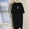 Womens summer fat large size thin pure cotton medium and long T-shirt skirt knee casual long skirt