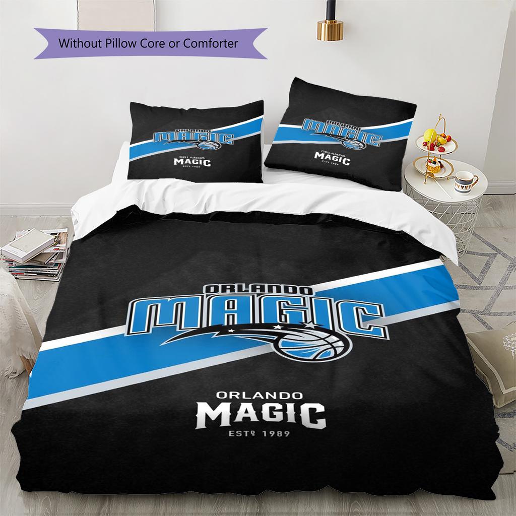Orlando Magic Logo Pattern Bedding Set Quilt Cover Pillowcase Home Decor Gift (1 * Duvet Cover + 2 * Pillowcase, Without Core)