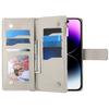 For iPhone 14 Pro Max Case Zipper Pocket Wallet Color Splicing Leather Flip Phone Cover with Straps