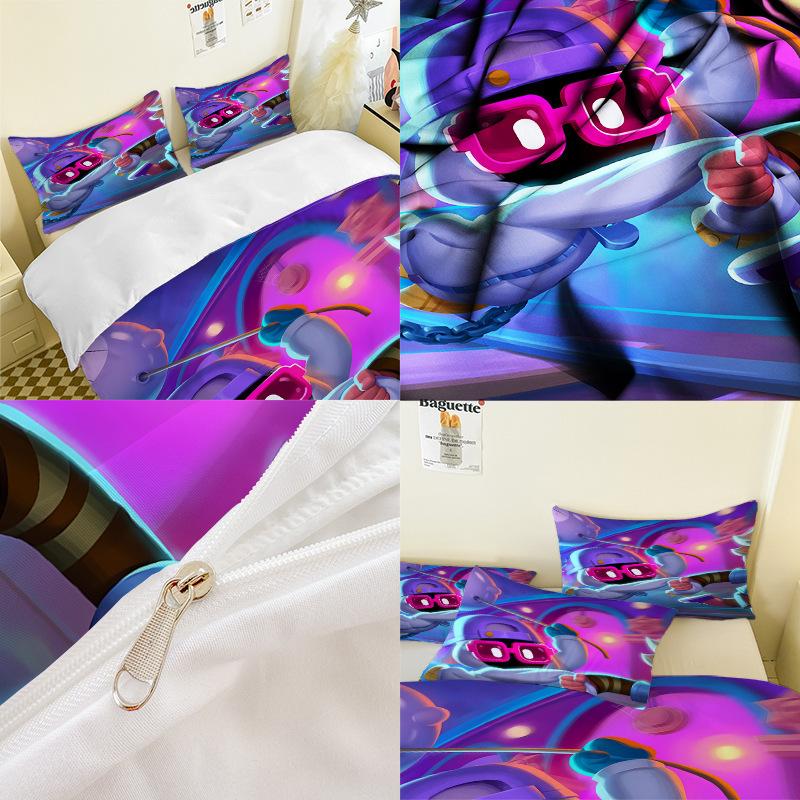 Animation Series 3D Digital Printing Three-Piece Bedding Kit Bed Sheet Quilt Cover
