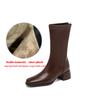 Krazing Pot Microfiber Autumn Winter Shoes Thick Med Heels Size 43 Chelsea Boots Apricot Zipper Mid-calf Boots