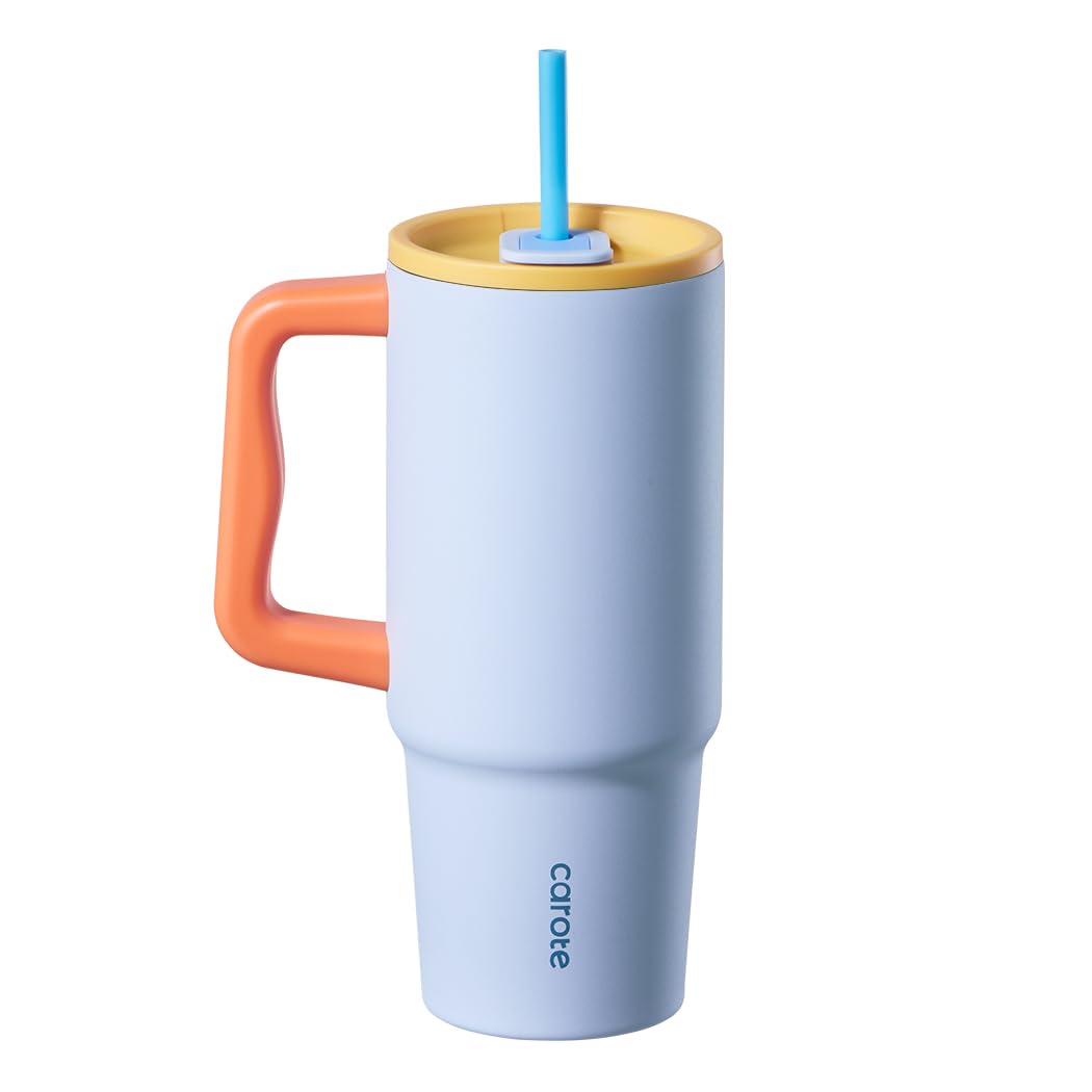 

CAROTE Water Bottle, 1020ml, Vacuum Insulated, Large Capacity, Insulates Hot or Cold Water, Stainless Steel Mug with Straw, Handle, Lightweight,