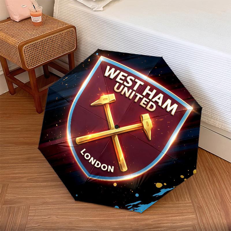 West Ham United pattern, automatic folding umbrella, portable and foldable design, 8 ribs, a Christmas or birthday gift.