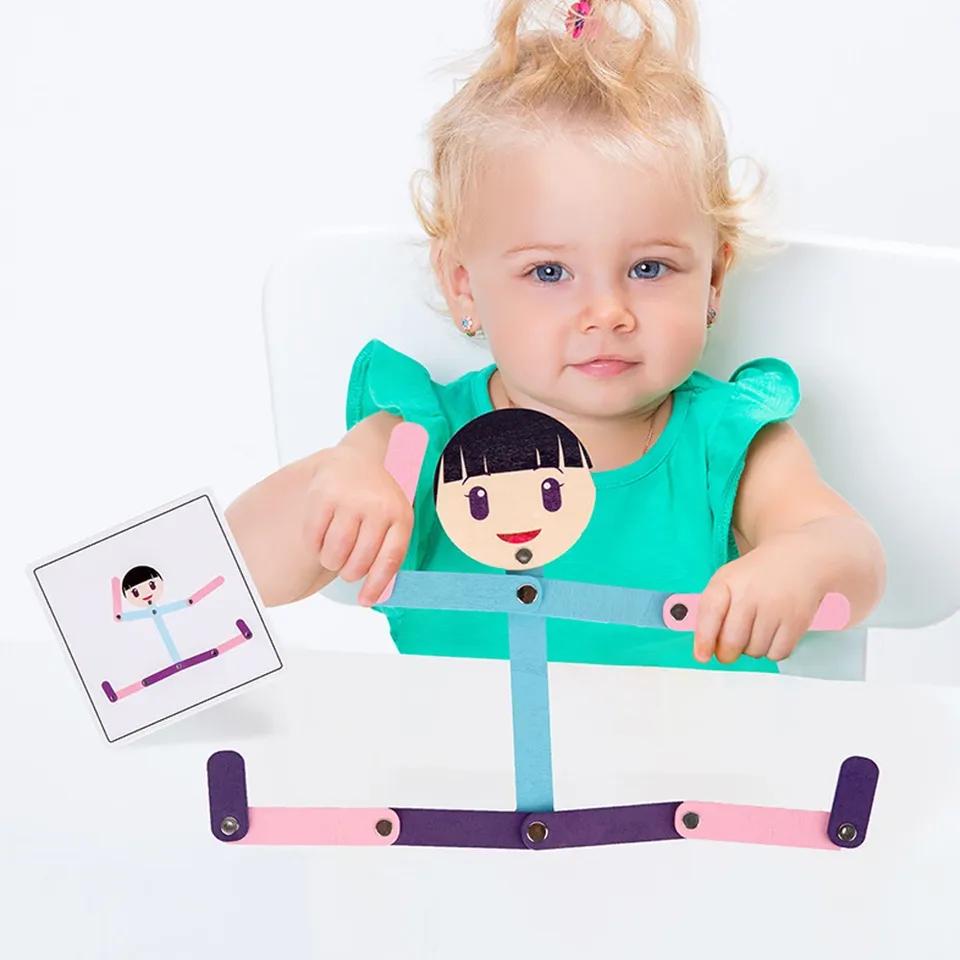 Montessori DIY Toys Wooden Sport Man Shape Game Educational Game Early Learning for Children Preschool Fine Motor Training