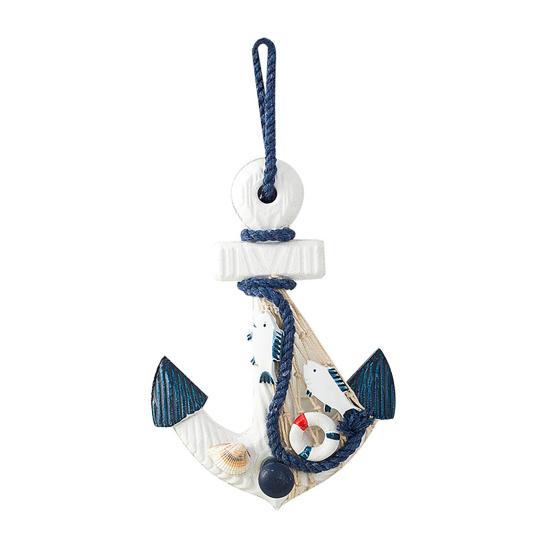 

Nautical Wooden Ornament with Rope Beach Ocean Theme Wall Art Rustic Coastal Door Hanging Ornament for Bedroom Living Room Decor светло-синий