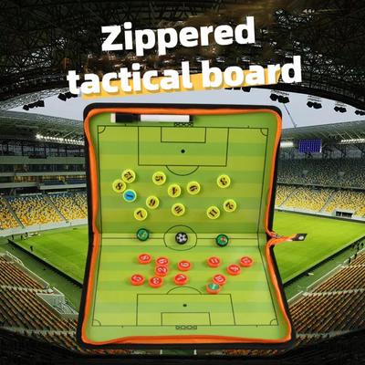 Kreatives Fußball-Taktikbrett mit Reißverschluss, Leder, magnetisch, tragbares Fußball-Coaching-Brett mit Magnet, Schachstift, Radiergummi