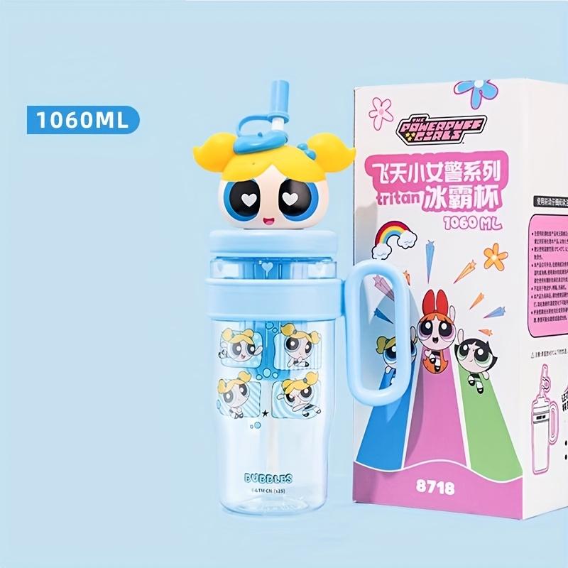 The Powerpuff Girls Blossom Vannkopp med sugerør og lokk, vannflaske, Søt Bubbles-fans' sugerørkopp, Stor kapasitet Iskonge-kopp, Buttercup Vannflasker