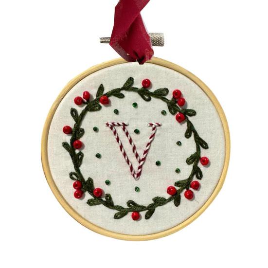 DIY Embroidered Christmas Ornaments Personalized Initial A–Z Monogram Embroidery Set Mini Handmade Christmas Embroidery