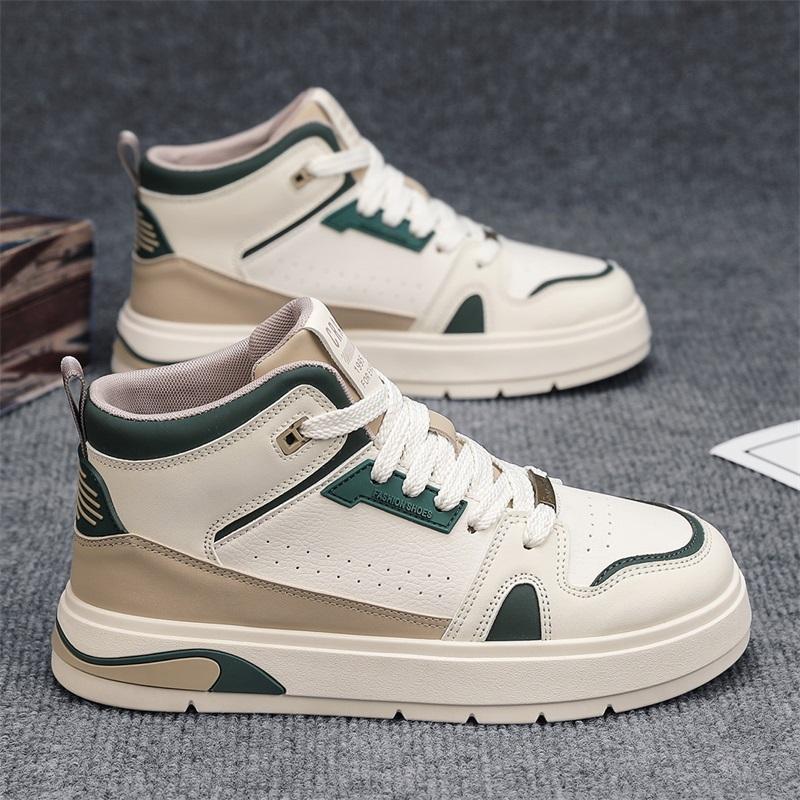 Heightening Height Increase 8cm Split PU Leather Leisure Designer Shoes New High Top Skateboard Shoes Casual Men Sneakers
