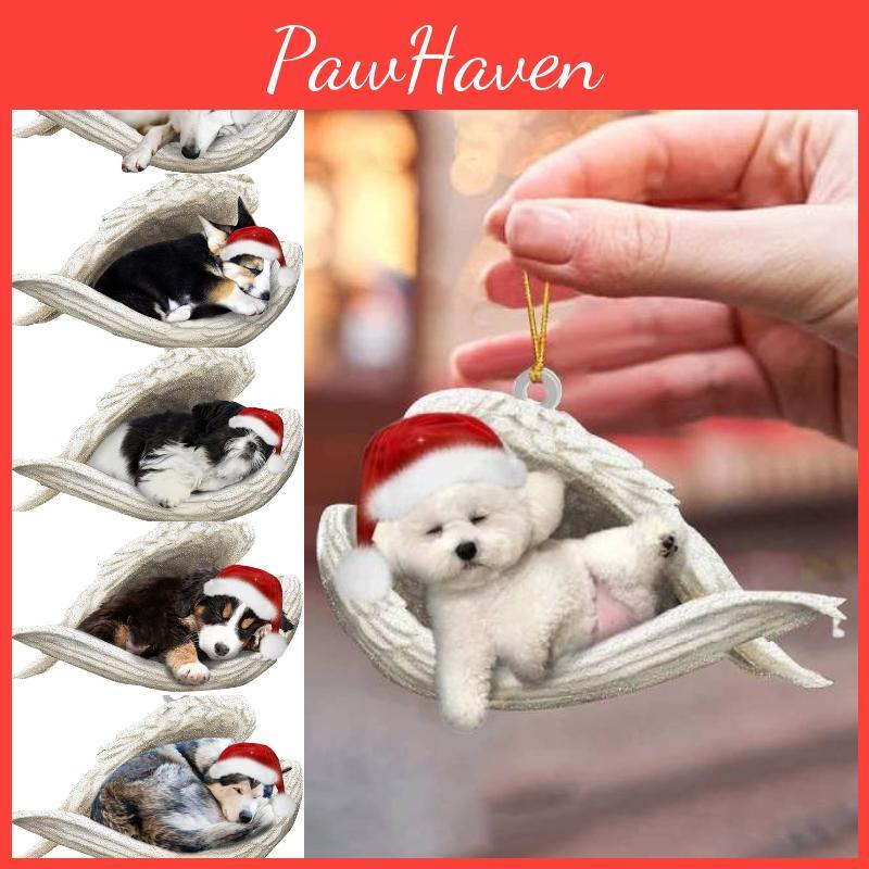 Adorable Cartoon Style Car Pendant Decor Angel Dog Design Acrylic Material 8*6cm/3.1*2.4in