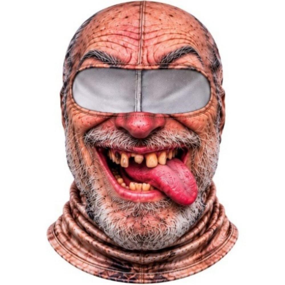 Soft Lightweight Fabric Funny Face Balaclava Breathability Realistic Printed Ski Mask Cycling