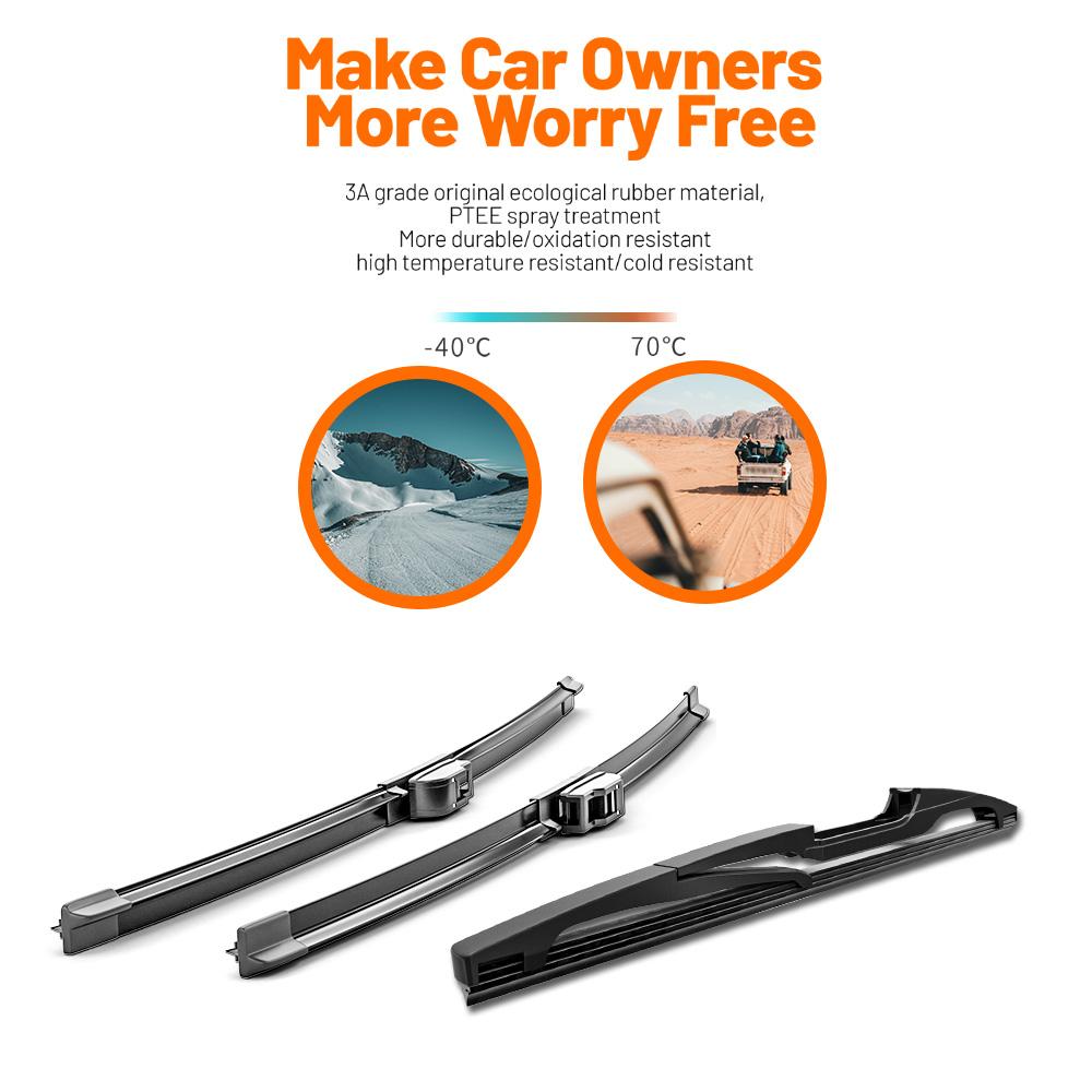 Wiper Front & Rear Wiper Blades For Seat Leon Typ 1P Hatchback 2009 - 2012 Windshield Windscreen Window 26"+26"+11"