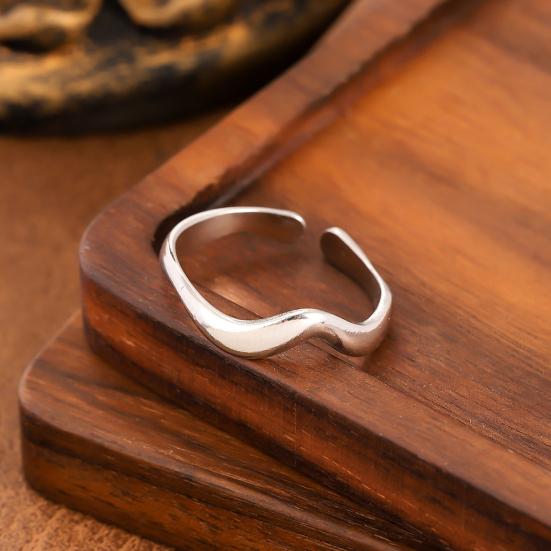 Thumb Ring Irregular Line Shape Adjustable Opening Design Finger Ring Stainless Steel Finger Band Versatile Jewelry Gift