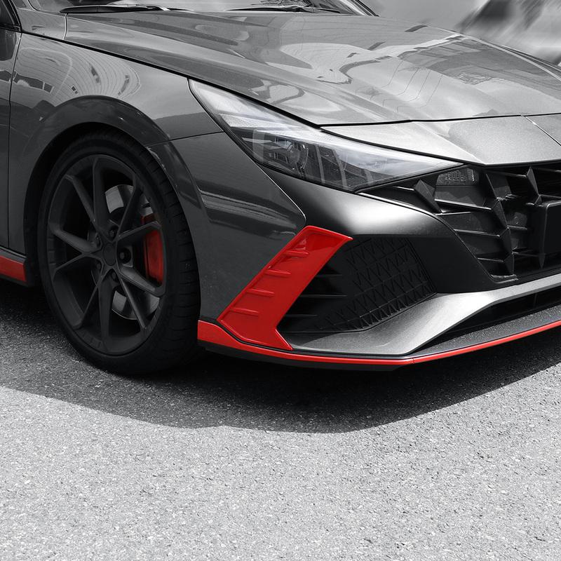For Hyundai Elantra CN7 N Line (A) Red Exterior Style Front Bumper Side Fog Light Lamp Frame Decoration Cover Trim