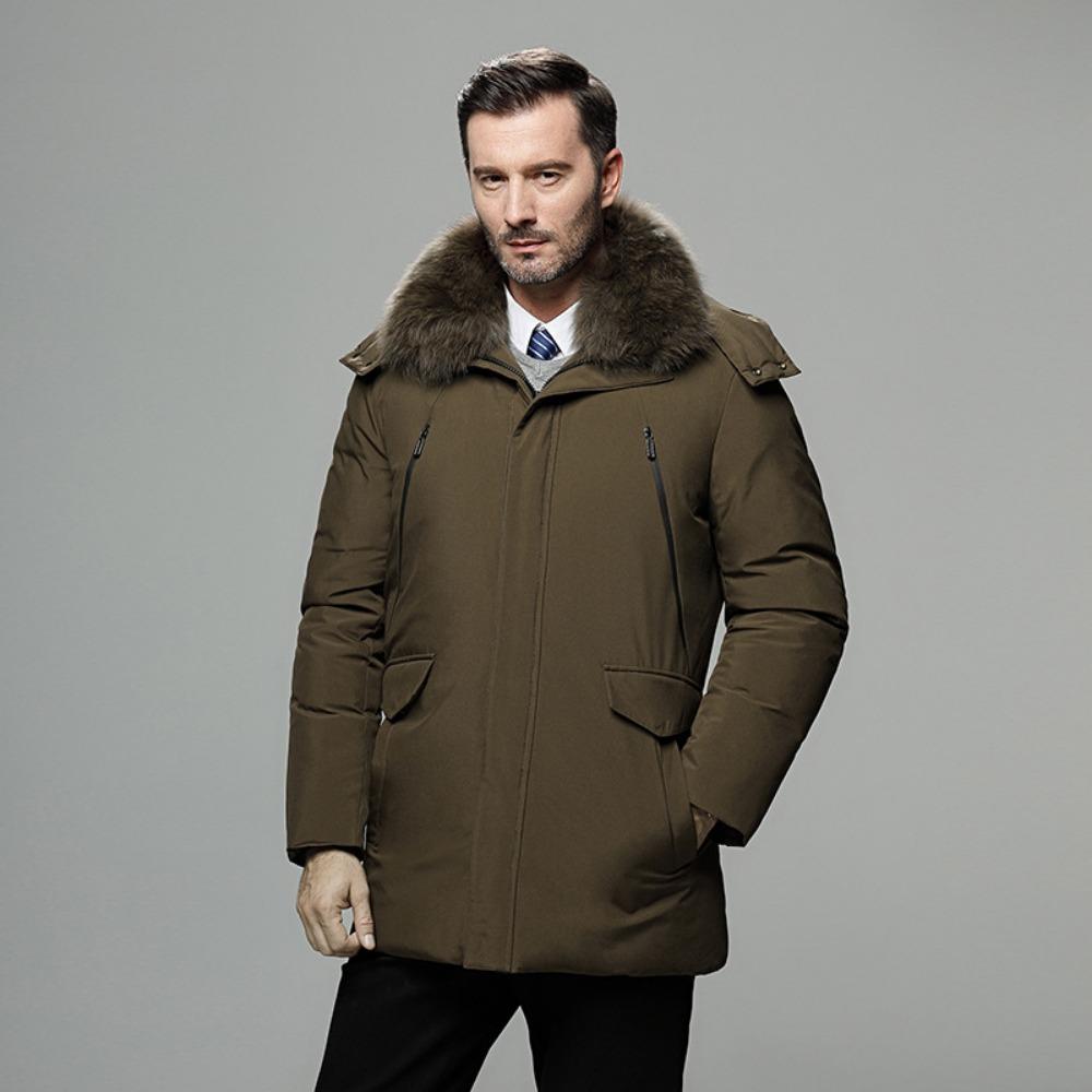 

Зимняя мужская пуховая куртка для среднего и пожилого возраста, утолщенная теплая зимняя куртка, съемный меховой воротник, капюшон, повседневная одежда для папы 5XL