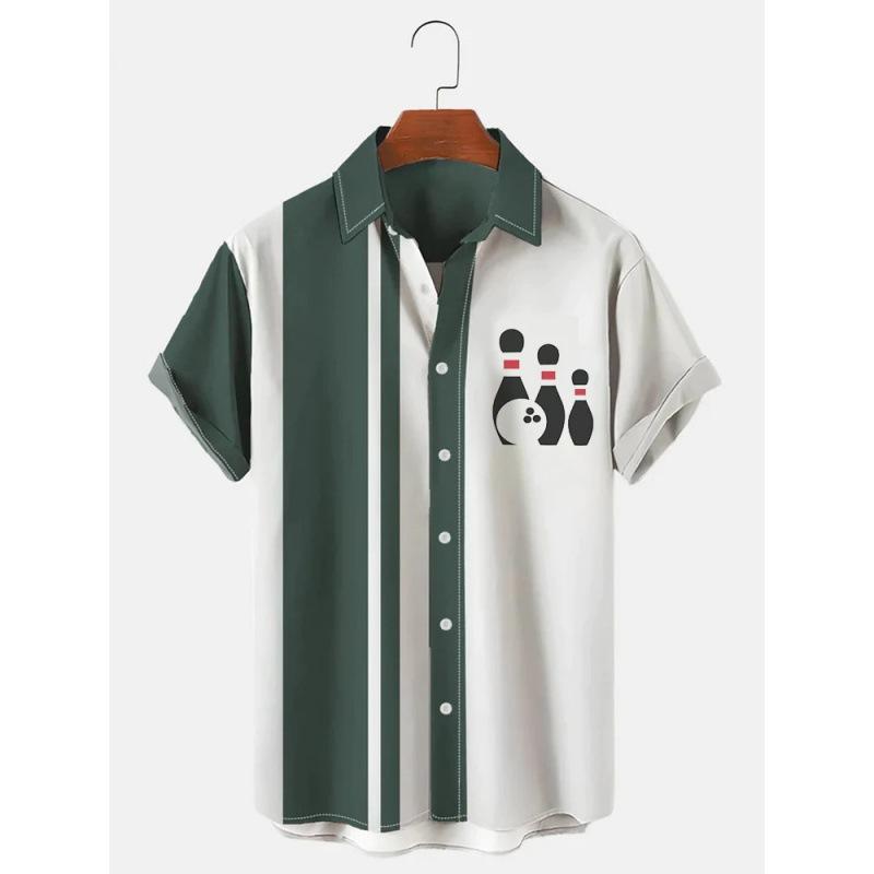 1116 New Hawaiian Beach Shirt Men's 1D Striped Digital Printing Men's Shirt