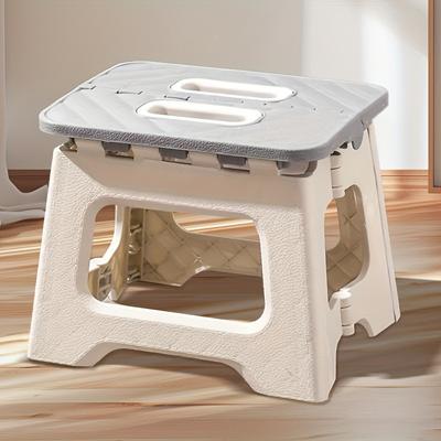 Lightweight and Durable Folding Stool with Handle - Perfect for Kitchen, Bathroom, Camping and BBQ | Square Portable Outdoor Adventure Stool