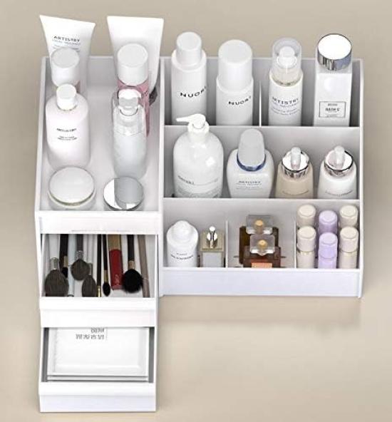Pink Cosmetic Storage Rack Large Capacity Makeup Box Cosmetic Box Strong Durability Easy Organization Drawer Small Item Storage Desktop Desk Organizer